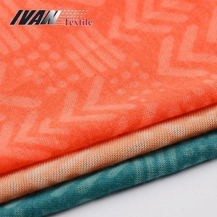 New design soft lightweight knit jersey custom burnout recycle polyester lenzing viscose fabric