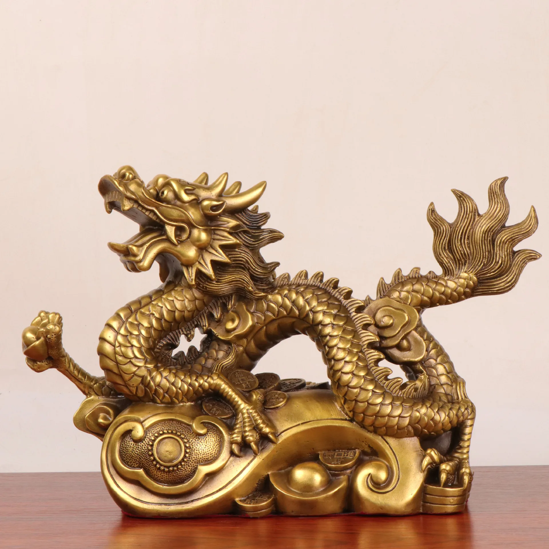 Brass Money dragon statue Home Furnishing Office Copper Dragon Decoration Factory Wholesale Ruyi Dragon