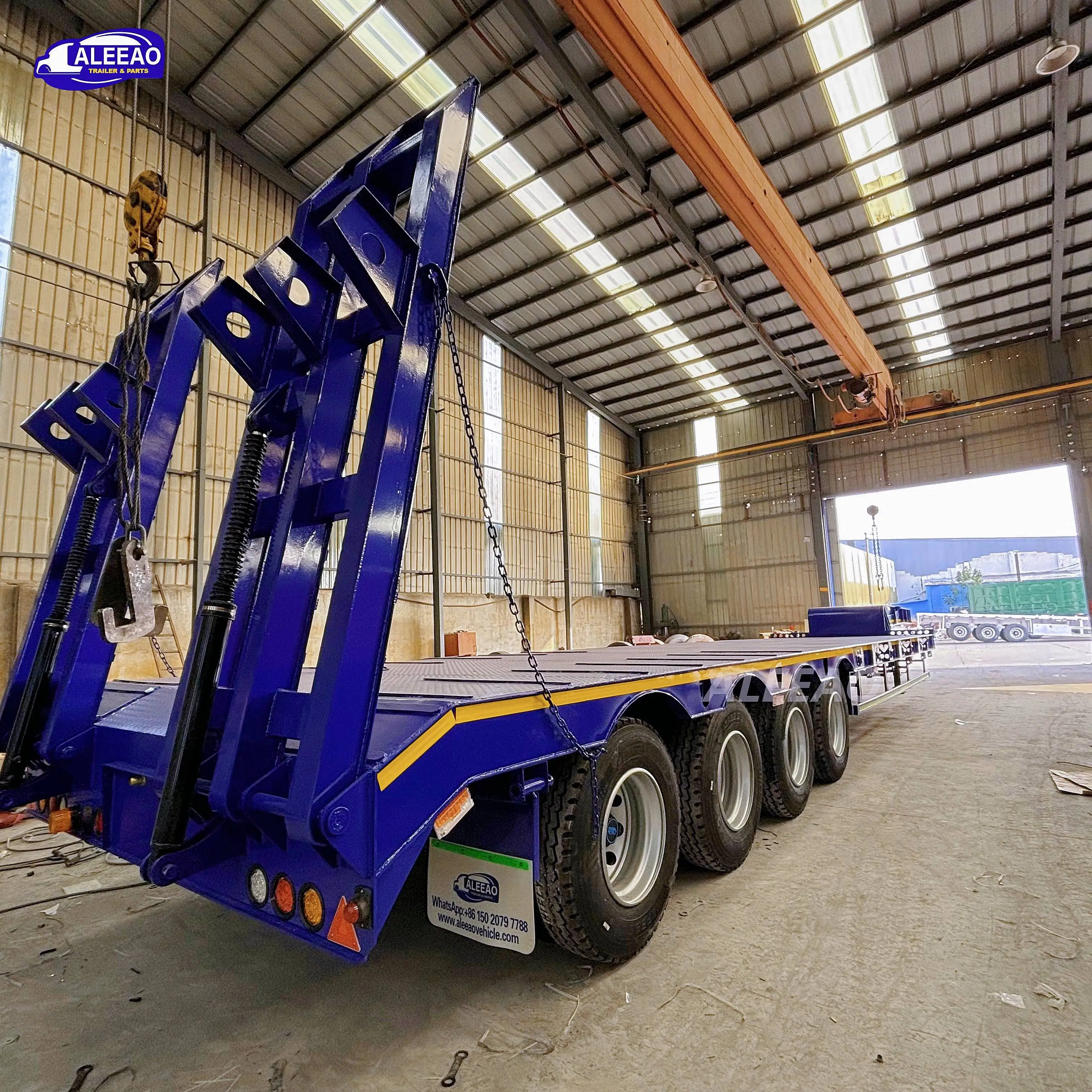 ALEEAO 60ton 100ton Low Price Factory Heavy Duty 3 Axles Lowboy Trailer 60 80 100 Tons Lowbed Low Bed Truck Semi Trailer