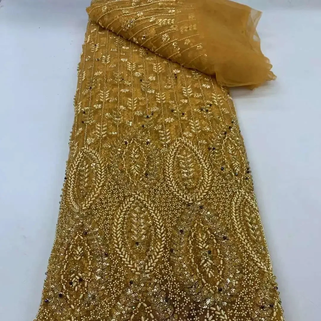 Competitive Price Yellow Lace Fabric African Custom Cheap Reasonable Price Bride Modern Novel Design Low Price Blue