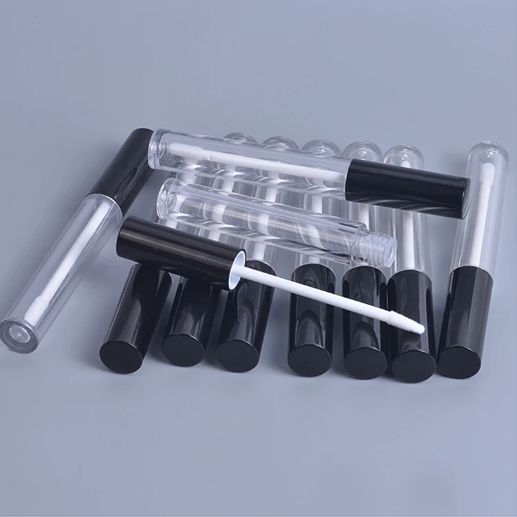Custom Little 3ml 4 ml 5ml Empty Black Caps Lip Gloss Tube Vendor Private Label 4ml 10ml Rounded Plastic Lipgloss Wand Tubes