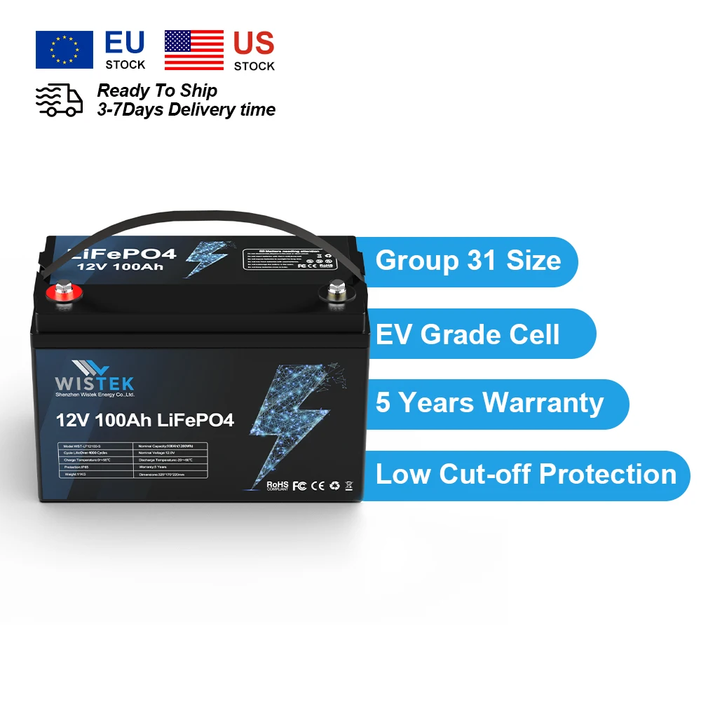 Wistek China Wholesale lifepo4 battery pack 24v 200ah batteries 12v 100ah 200ah lifepo4