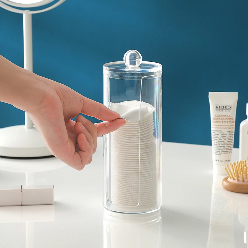 Clear Acrylic Cosmetic Container Makeup Holder Organizer Cotton Pad Dispenser