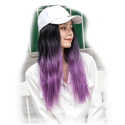 Wholesale chemical fiber wig 20inch Gradient straight hair simulation synthetic hair wigs hat
