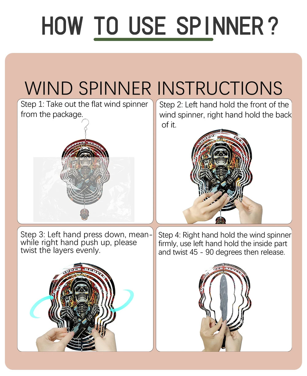 Subbank 8 Inch 10 Inch Metal Aluminum Wind Chimes Spinners Sublimation Blank Double Sided DIY Garden Sublimation Wind Spinne