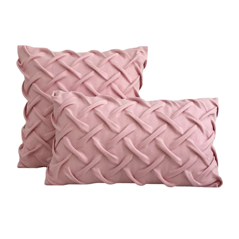 Ins Solid Chevrolet Color Cotton Hemp Wrinkled Throw Pillow Public Room Cushion Sofa Seat Waist Pillow Cushion Cover