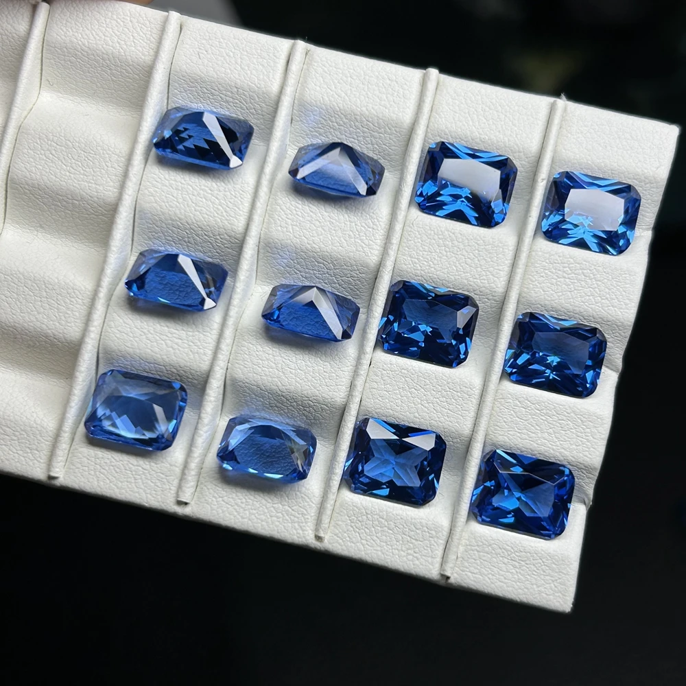 3x5mm-10x14mm Octagon Blue Spinel Emerald Cut London Blue 119# Lab Grown Spinel Gemstones