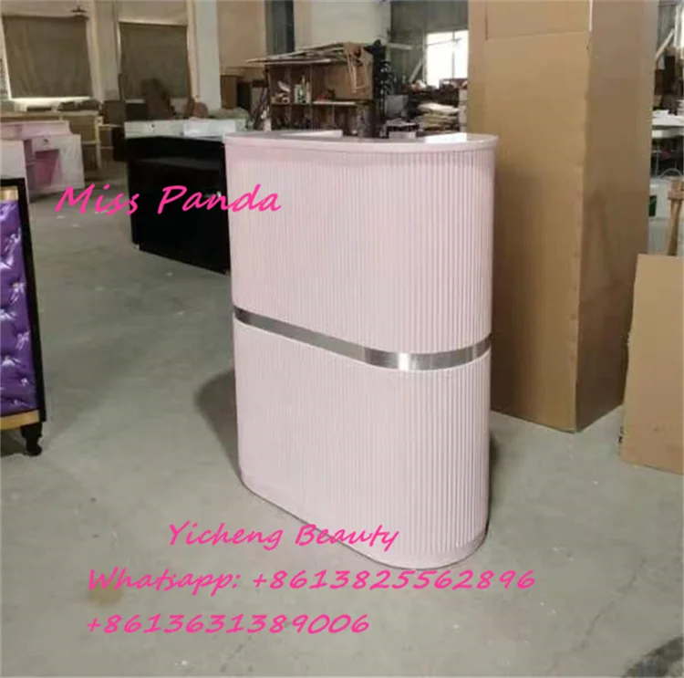 Yicheng beauty high performance reception desk for beauty salon wood pink front desk salon furniture sale online