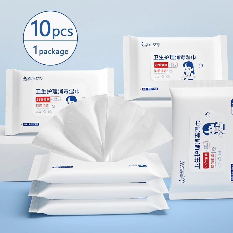 Bulk Wholesale 10Pcs Bag Alcohol Prep Pads 25% Alcohol Hand Sanitizer Wipes
