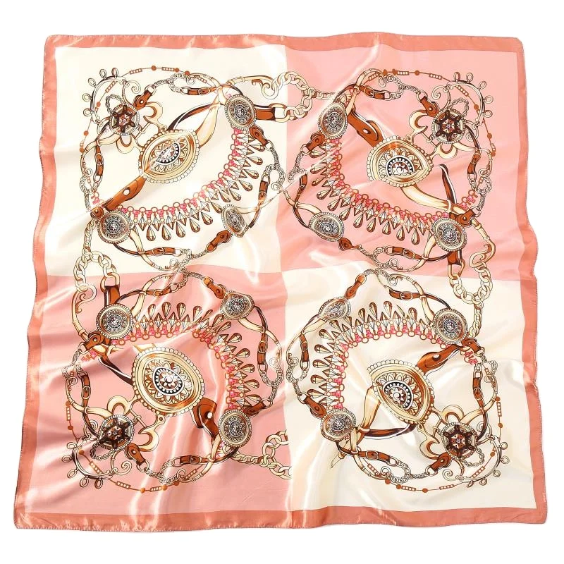 Лидер продаж на Amazon, дизайнерский винтажный атласный шелковый шарф с принтом в стиле барокко, квадратная шаль 90x90, шарф с индивидуальным принтом, шелковый шарф, хиджаб