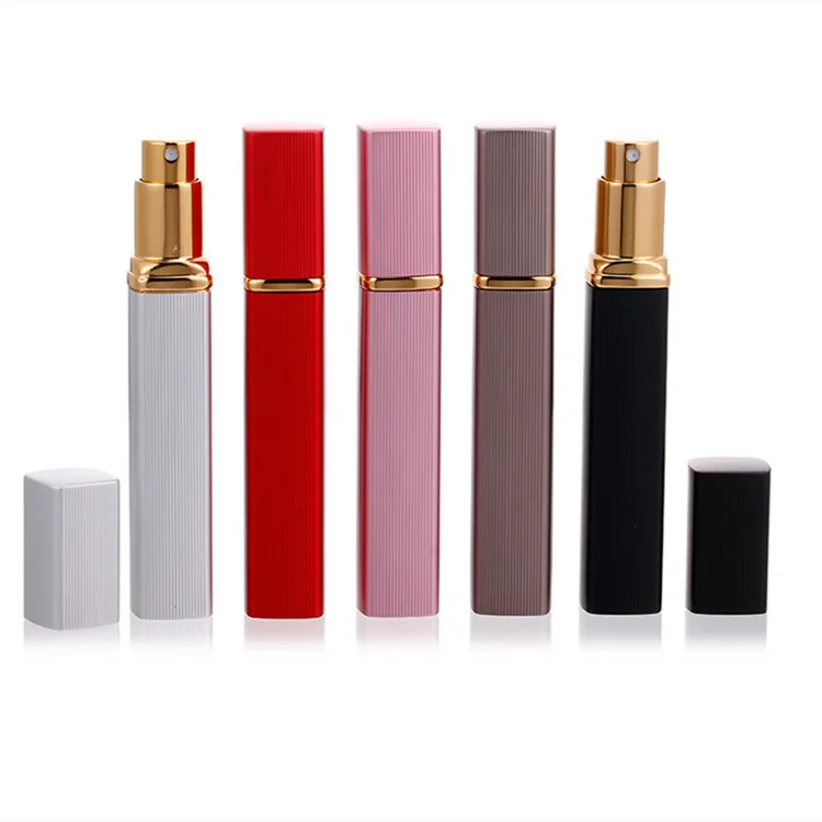 Manufacture Atomizer Perfume Bottles Empty Refillable Fine Mist Square 12ml Aluminium Glass Bottles