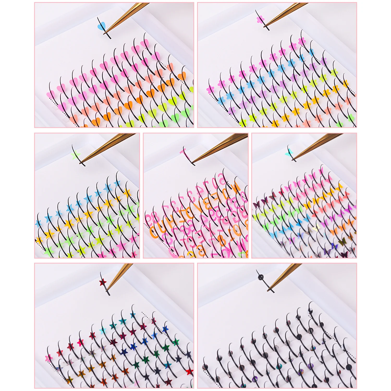Meet All Multiple Colors Individual Premade Wispy Volume Lashes Fan With Eyelash Spike Extension Diamond Decorations Wholesale
