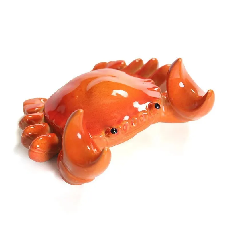 New office mobile phone brush pen desktop home decoration ceramic red crab functional bracket ornaments