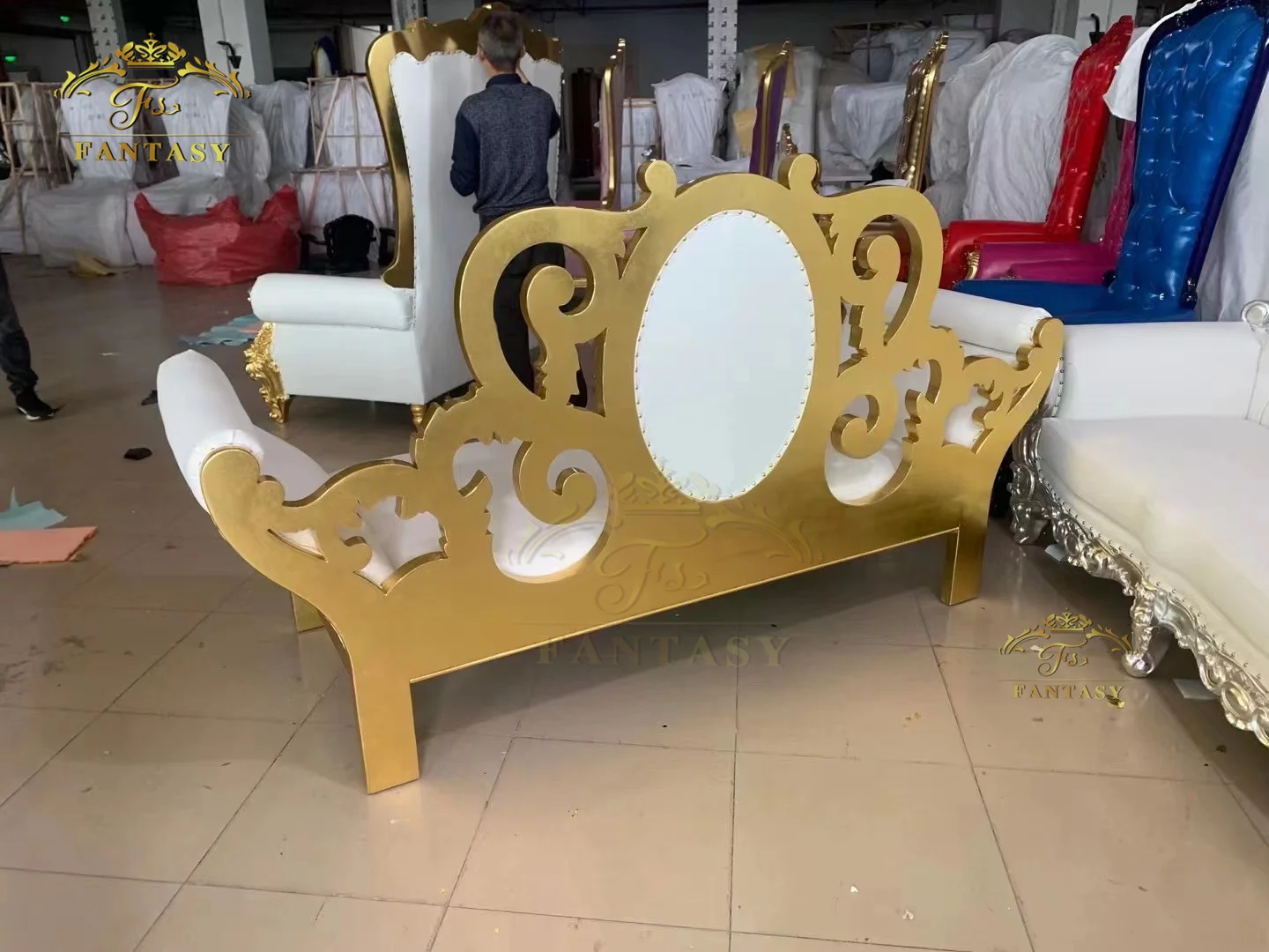 luxury royal king sofa set chaise lounge for wedding hall as bride and groom canape