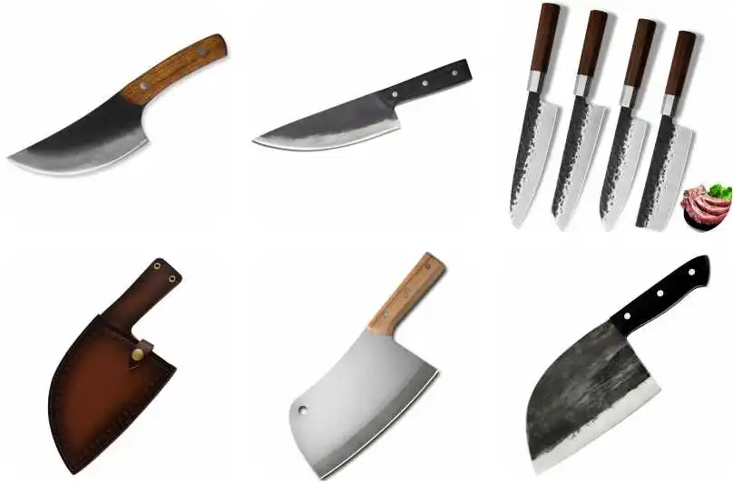 Wholesale Siberian Style Forged Camping Kitchen Knives Handmade 8 inch Pakka Wood Handle Stainless Steel Outdoor Chef Knife