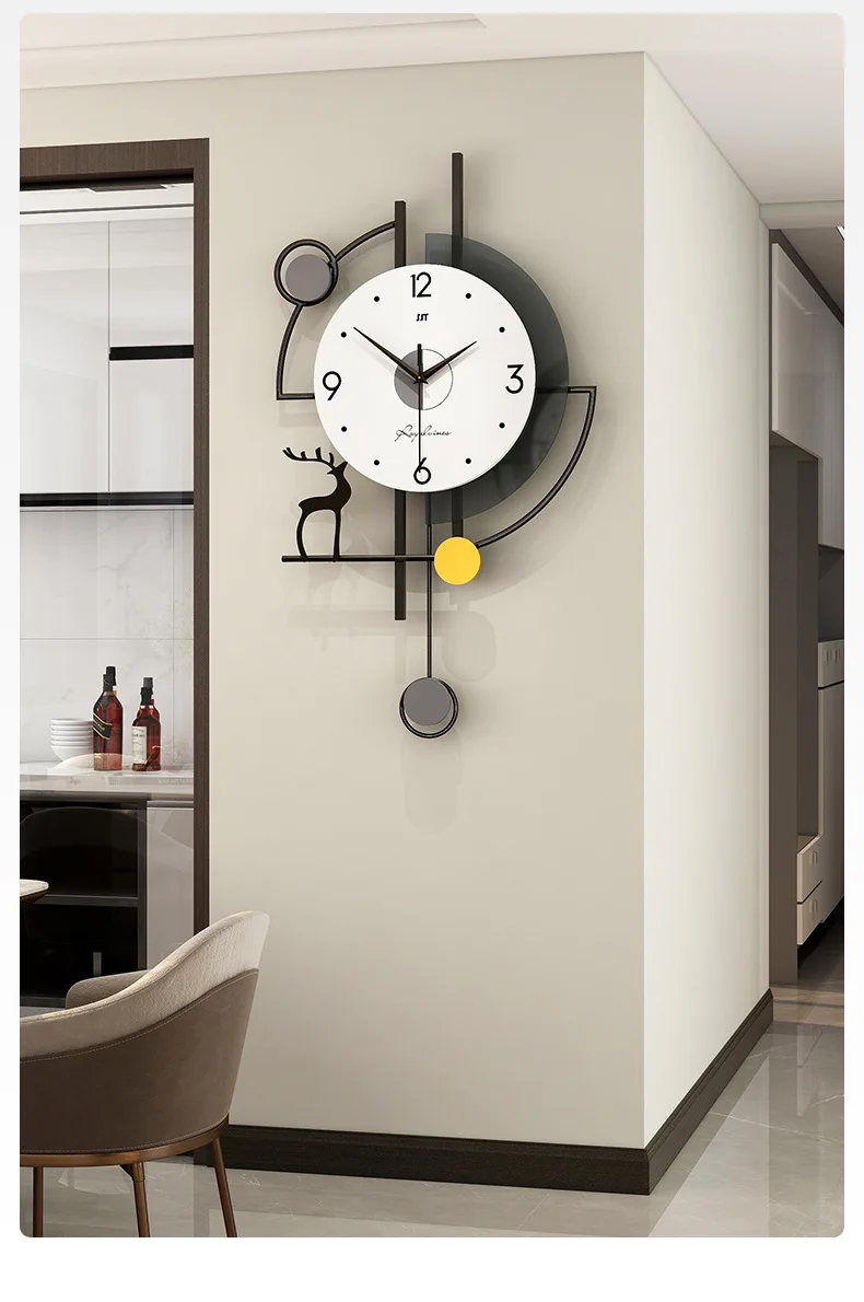 Modern luxury clocks and watches wall clock living room high sense simple creative high value decorative table without punching.