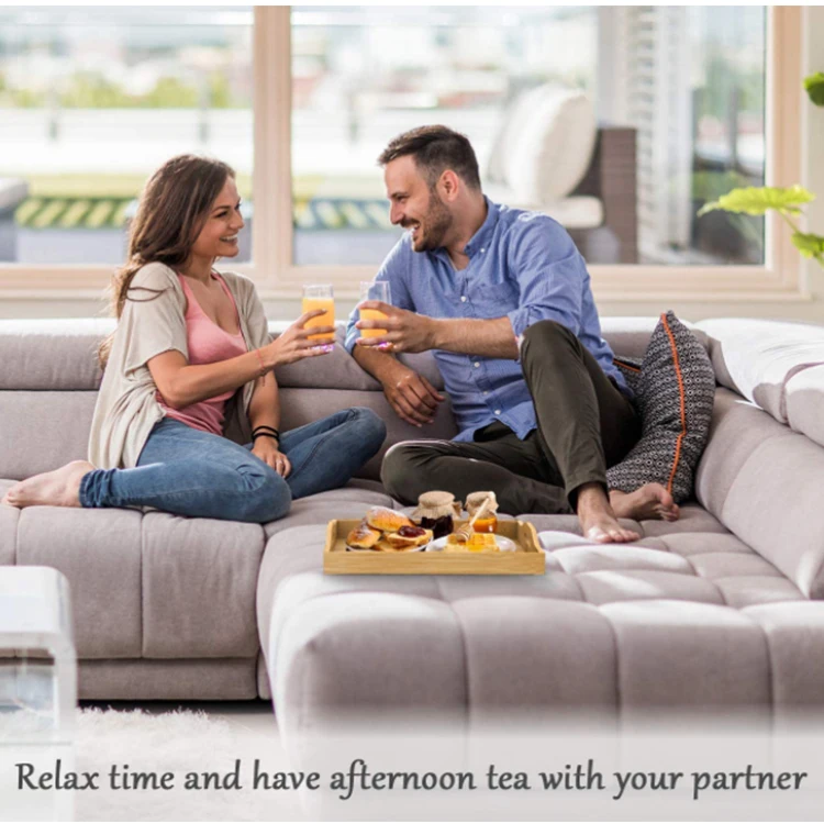 2021 new design natural bamboo decorative storage tray wooden serving tray