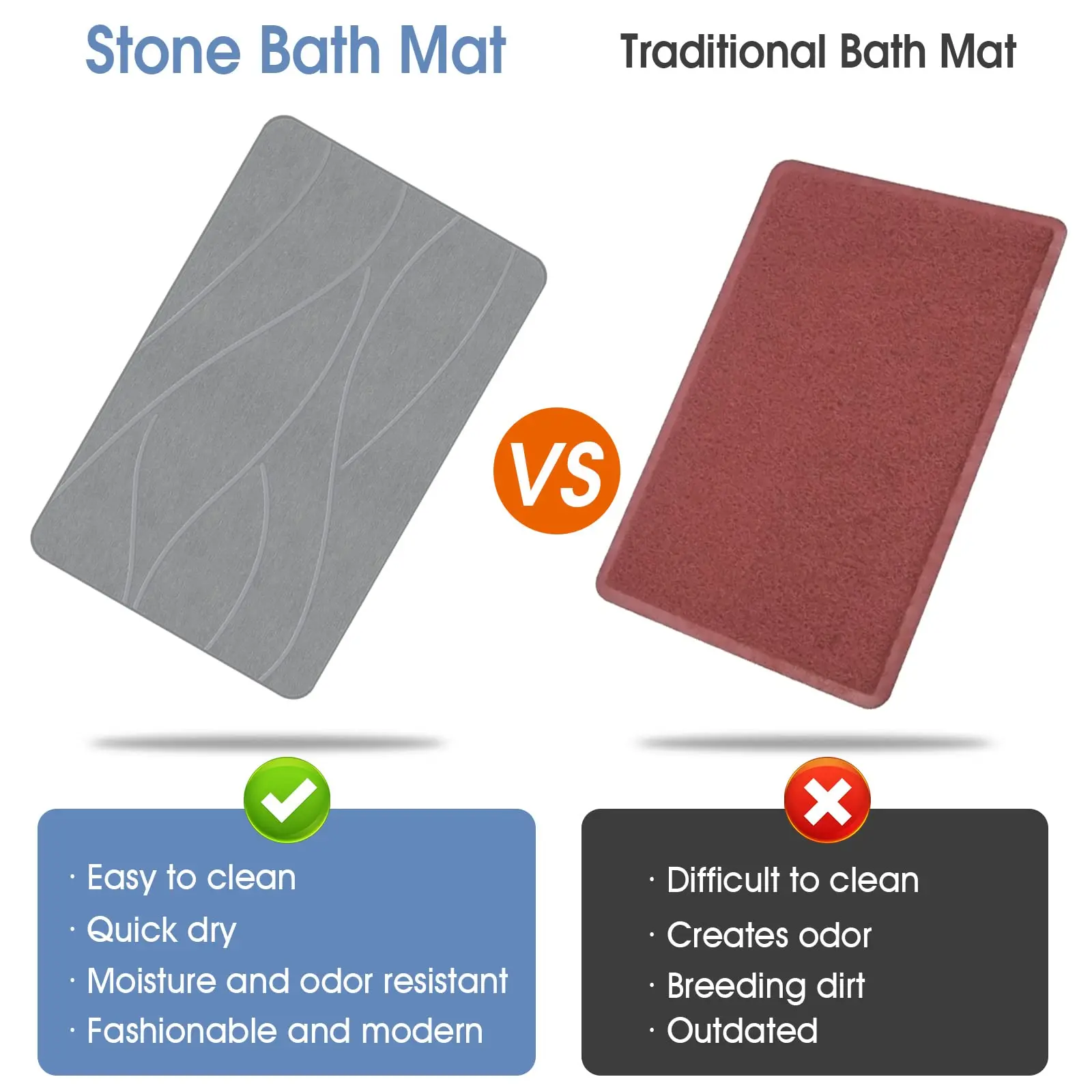 Diatomaceous Earth Shower Mat, Bathroom Mat Bath Mats for Bathroom, Diatomaceous Earth Bath Mat