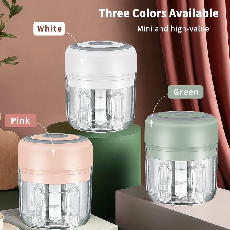 Electric Garlic Chopper, Rechargeable Mini Chopper, Powerful Small Food Processor, Wireless Food Chopper for Ginger
