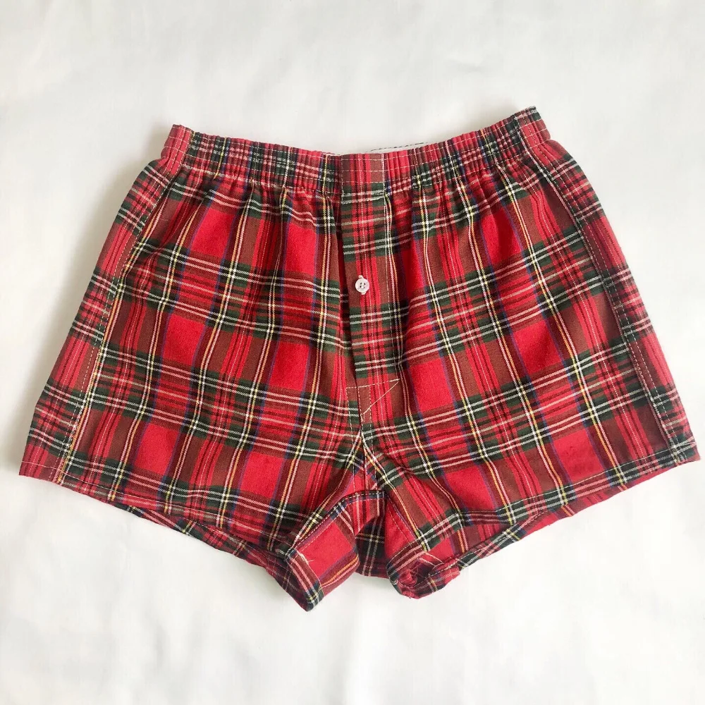 Hot sale Mens Woven Cotton Boxer Shorts with Inside exposed Waistband Classics checks Multicolor beach Boxers