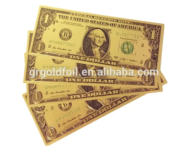 Two dollars 24k gold acrylic banknote