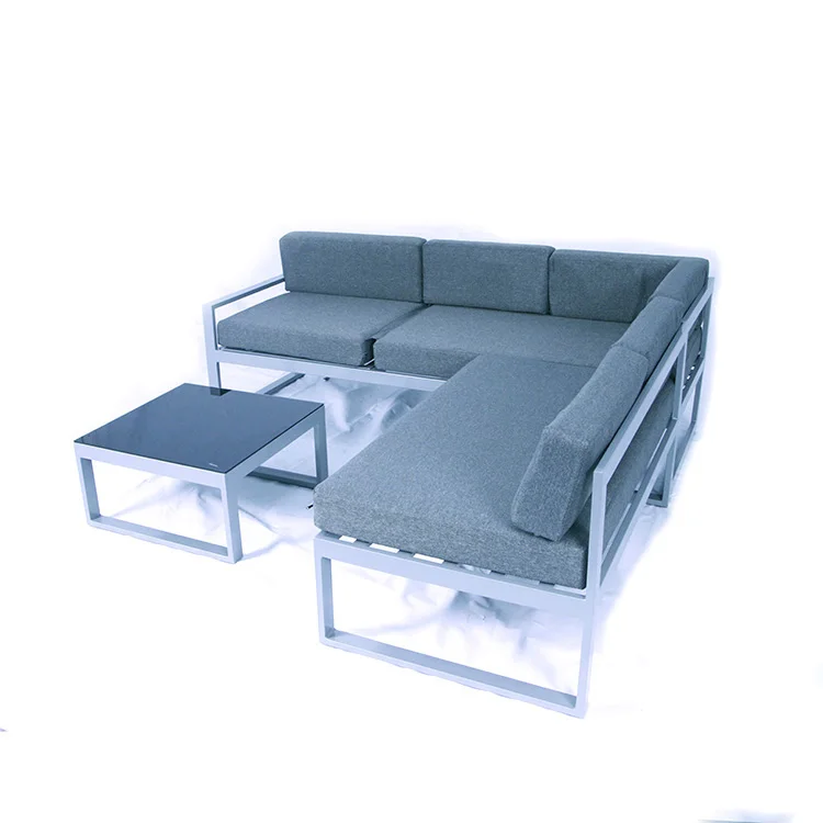 Современная уличная мебель, полностью стальная гостиная, набор диванов, угловая подушка, диван