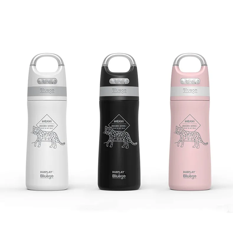 
Stainless steel Vaccum flask Insulated Portable smart music thermo cup water bottle with blue tooth mini speaker lights Shine 