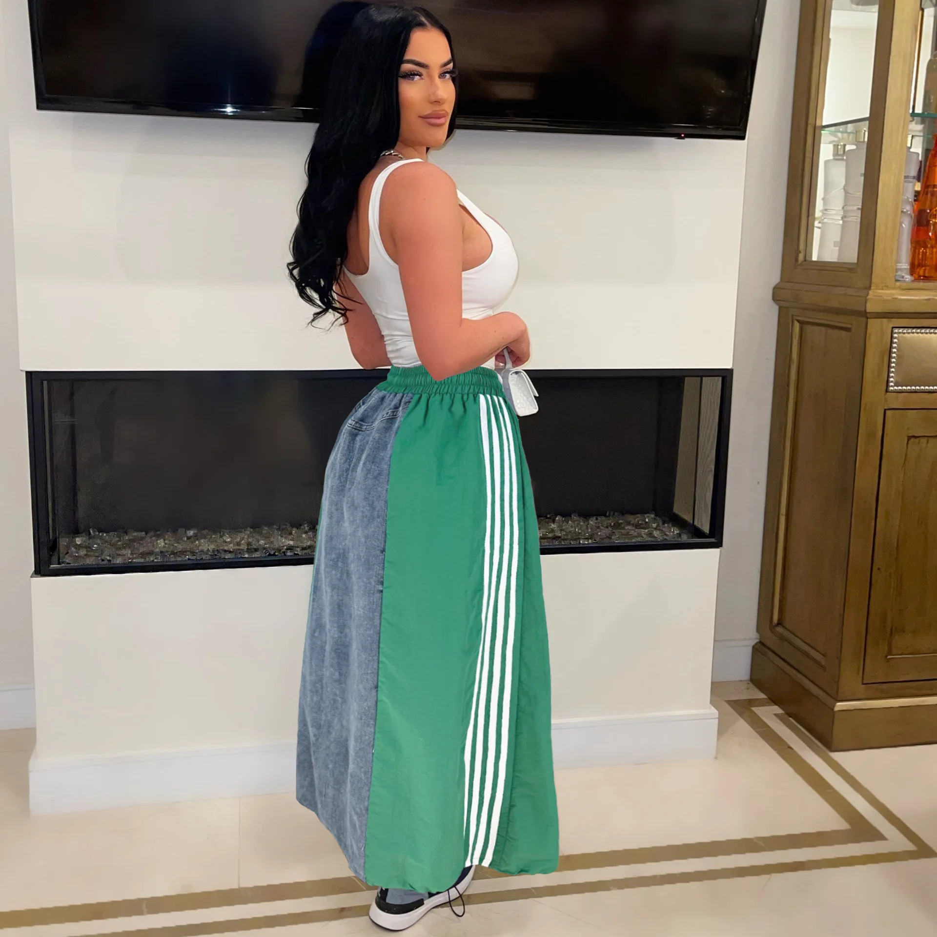 Hot Sale Women Clothing High Waist Jeans Skirt Fashion Casual A-Line Denim Long Skirts for Women