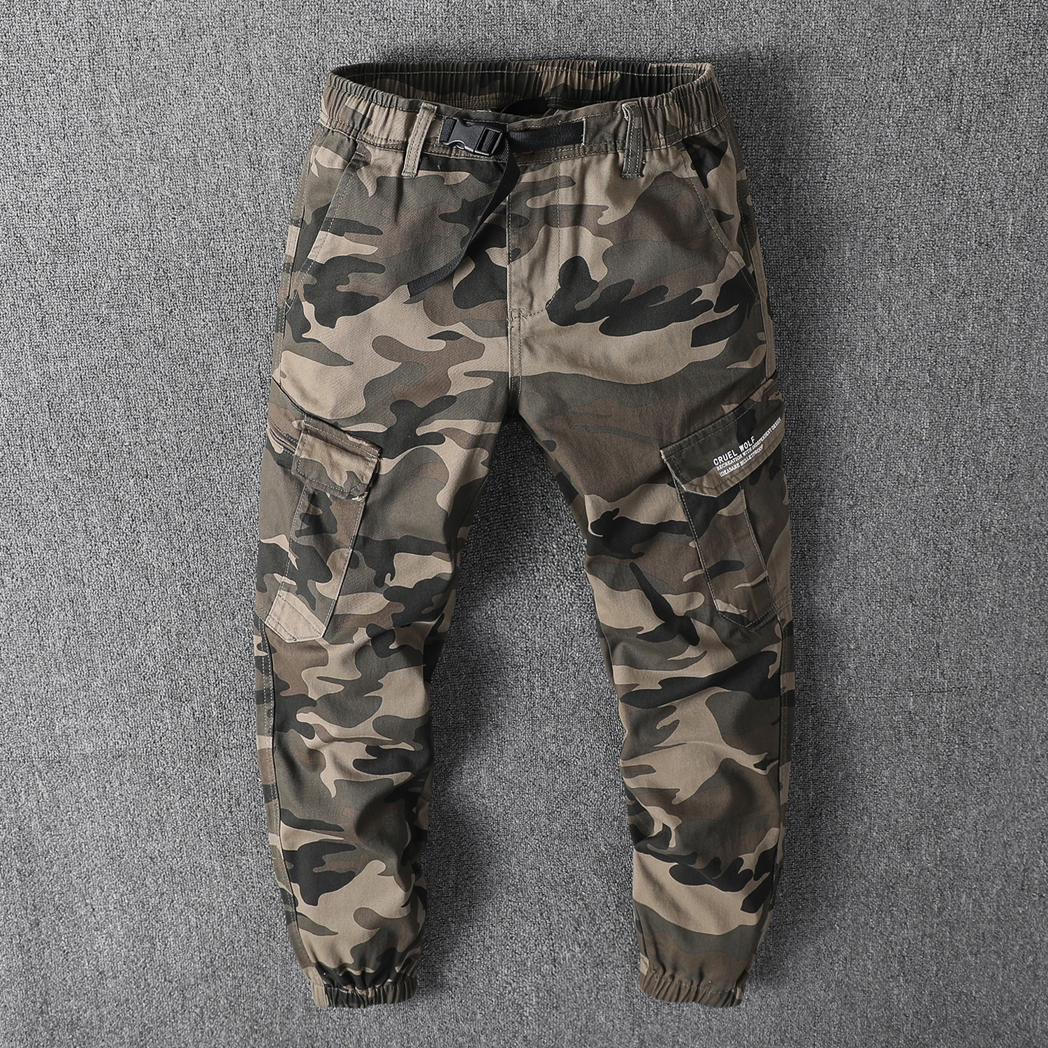 Fashion pocket design 100% cotton Camouflage cargo casual pants for men