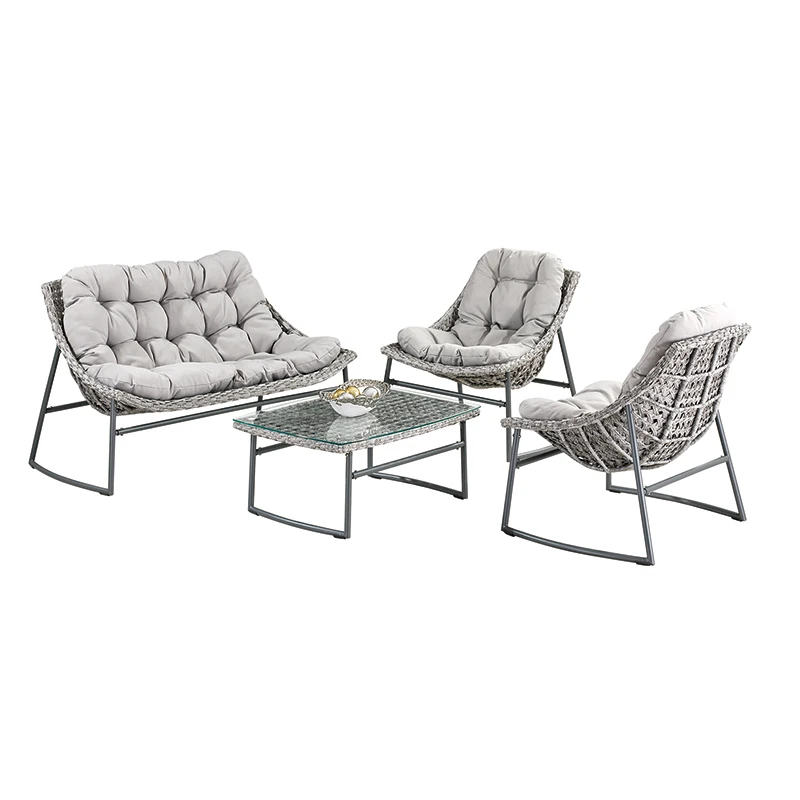 Inexpensive Outdoor Sofas Rattan Wicker  Garden Sofa Set Furniture Waterproof Frame Character Style park building