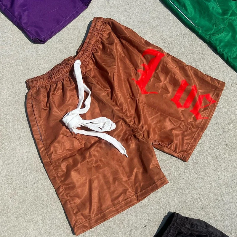 Custom Logo Side Buttons Nylon Polyester Shorts Nylon Windbreak Shorts High Quality Polyester Spandex Gym Sports