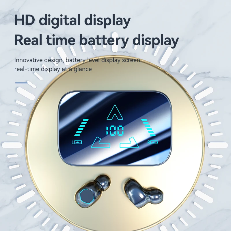 Bluetooth V5.3 Wireless Earphones Zero Delay In-Ear Noise Reduction for Gaming & Sports Waterproof with LED Battery Indicator