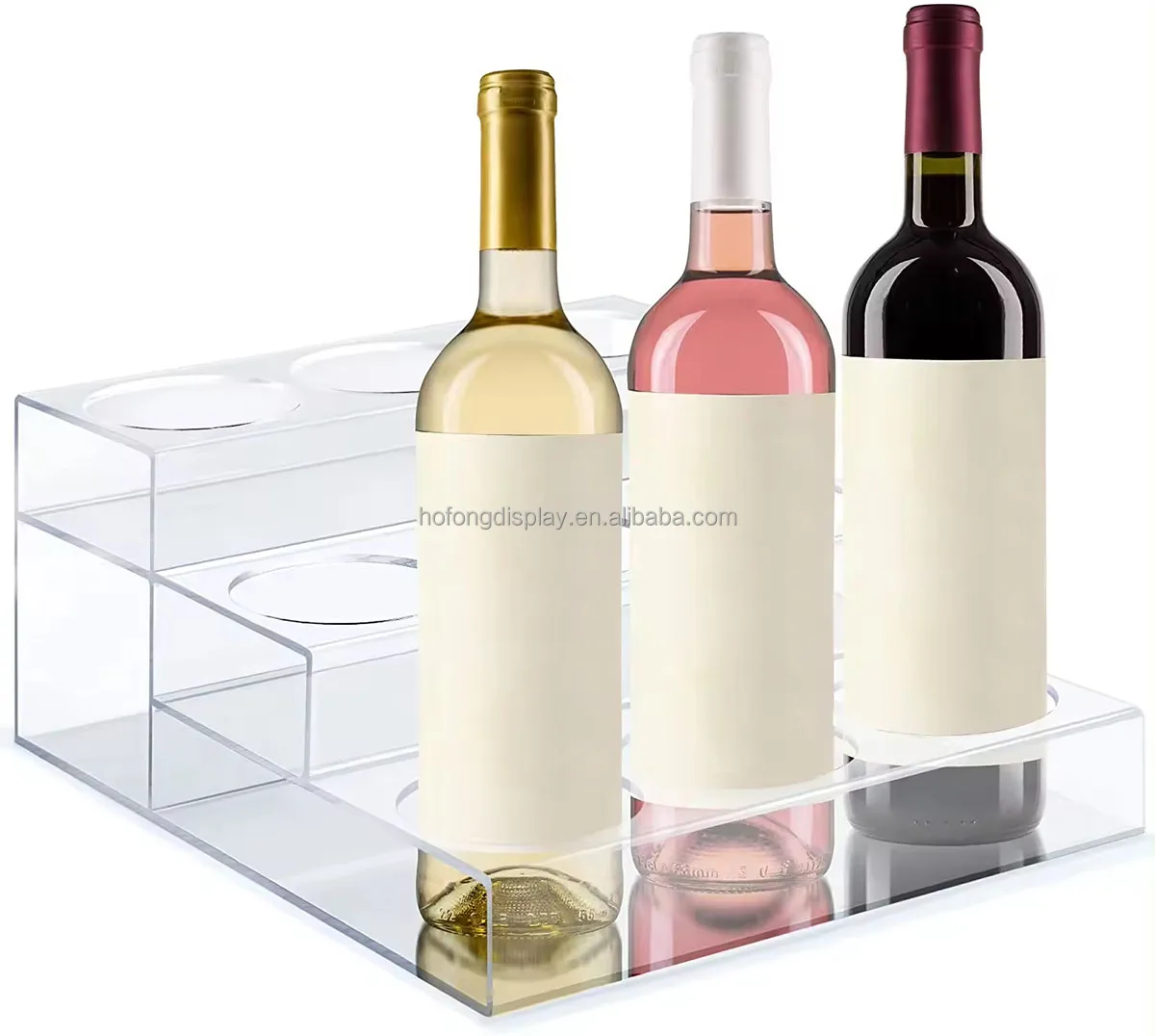 HoFong Acrylic Wine Bottle Rack Wine Bottle Organizer For Refrigerator Pantry Kitchen Countertop Can Hold 9 Bottles