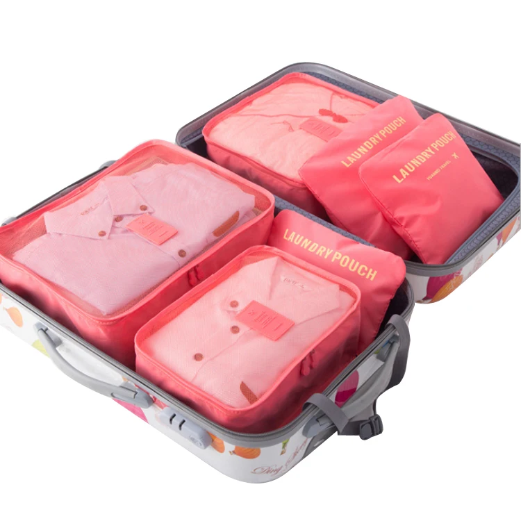 High quality 6 sets luggage travel organizer packing cubes waterproof