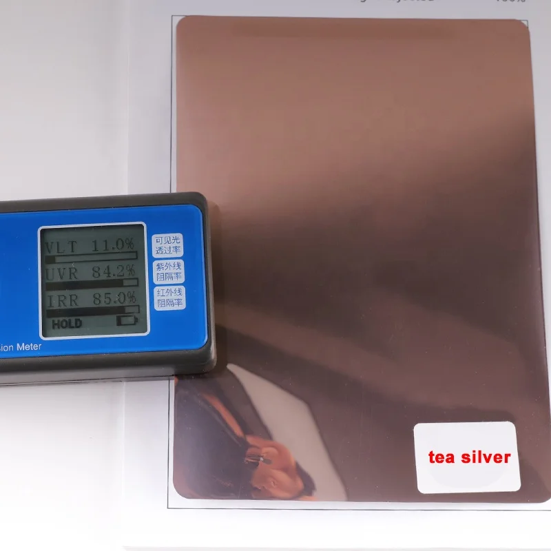 Popular selling heat resistant metallic reflective foil glass brown silver  window building tinted film for glass protection