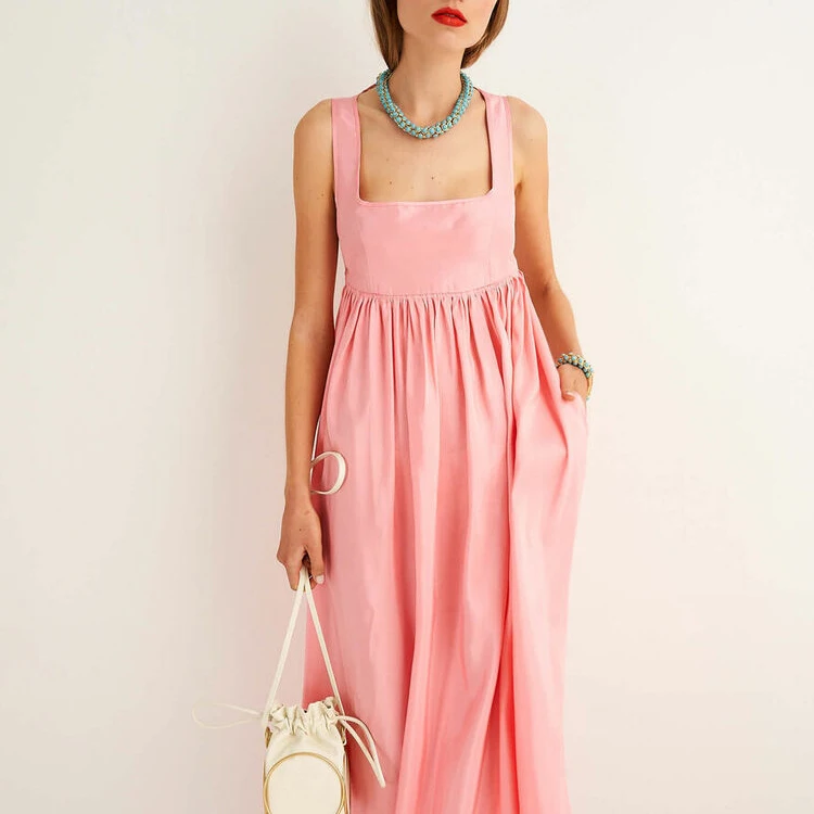 High Quality Custom Causal Sexy Empire Sundress Square Neck Backless  Women Gowns Party Evening Club Night Maxi Long Dresses