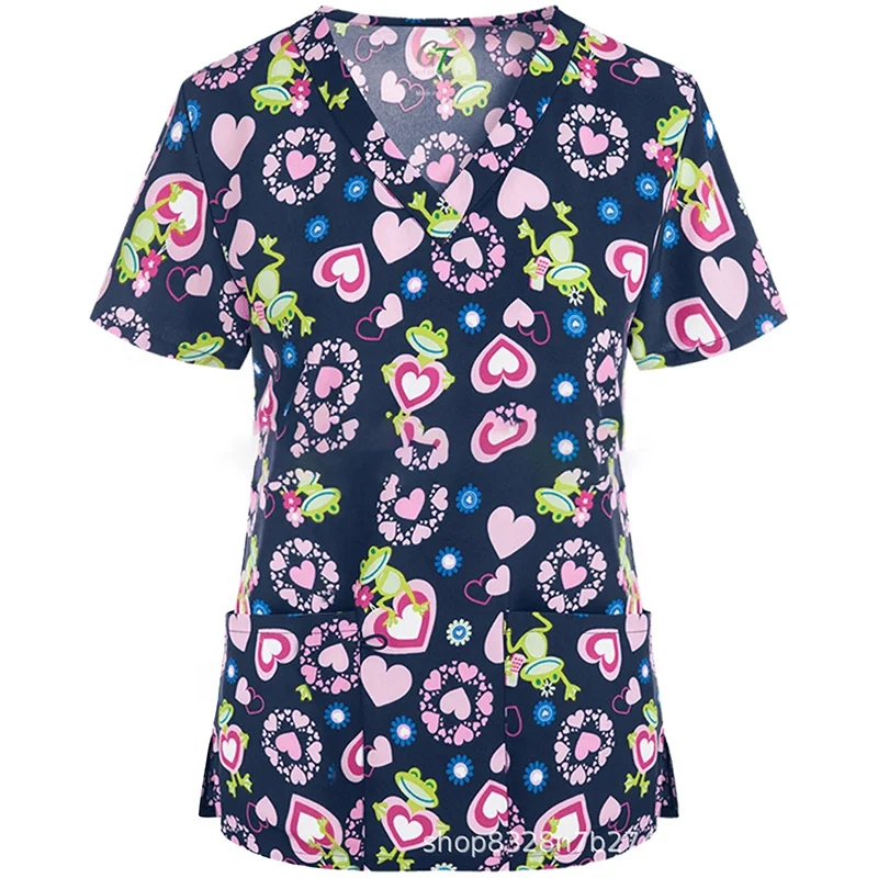 Factory Wholesale Custom Hospital Nurse Uniform Medical Scrubs Nursing Shirts Tops