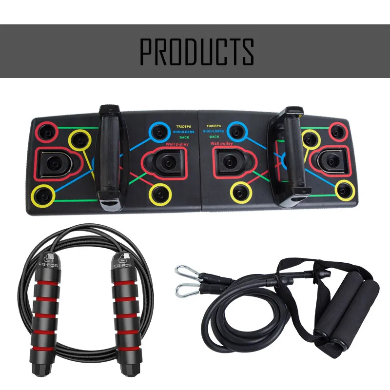 
High Quality Power Bodybuilding Press Pro Push Up Board with Resistance Bands 