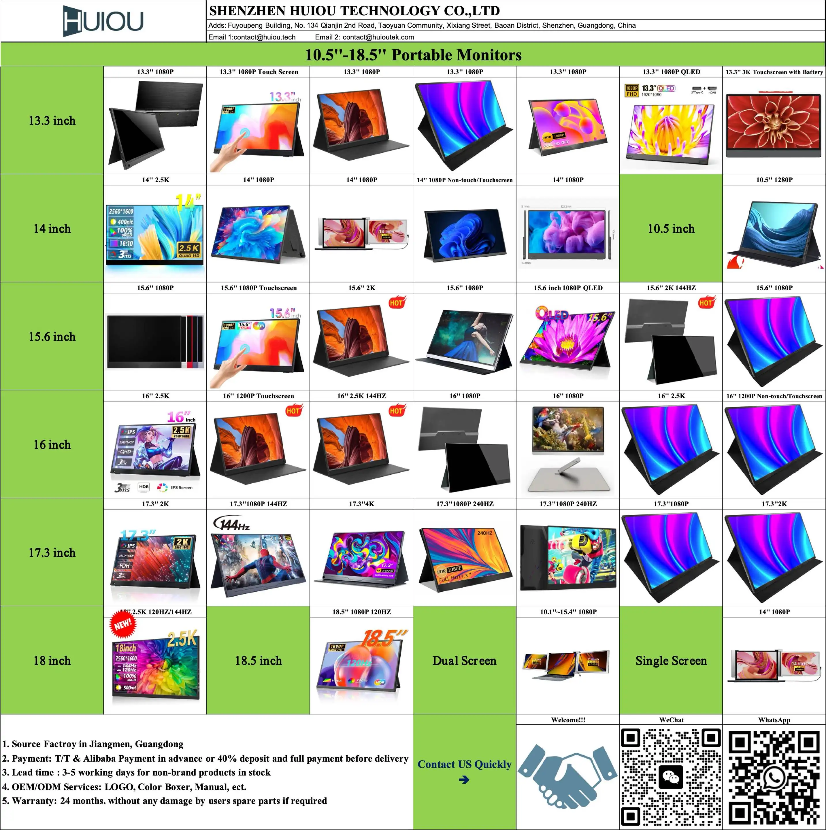 Wholesale Laptop Extend Monitor 13.3 inch Second Screen 4K Portable Monitor USB Port OLED Touch Monitor