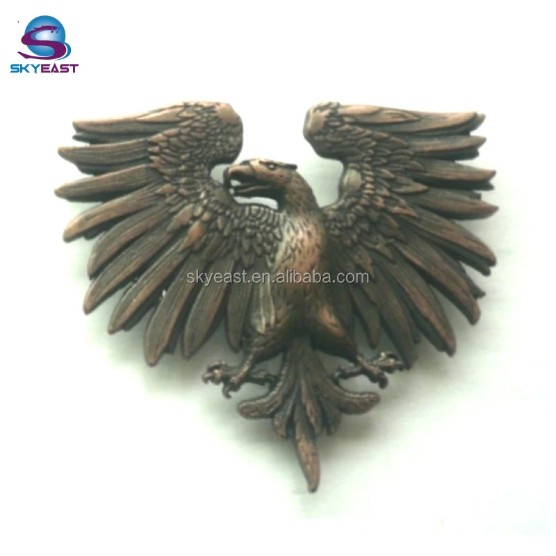 Hot Sell CE Certified Hot Sell Customized Design Antique 3D Raised Logo Metal Eagle Badges