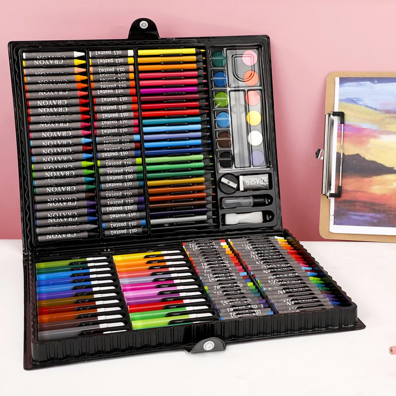 Paul Cezanne Wholesale Mixed Media Art Set Plastic Box 168pcs Art Paintbrush Painting Set Drawing Art Set for Kid Children