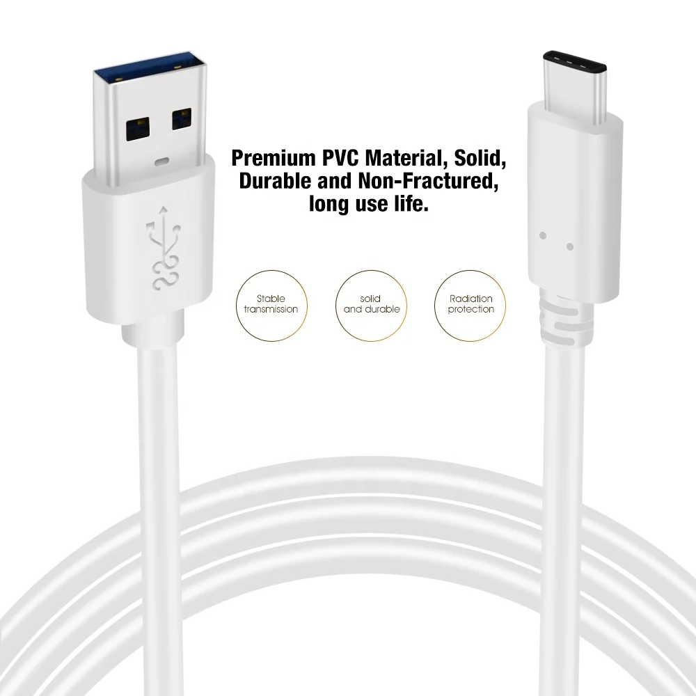 Economic PVC Plastic USB Cable Type-C to USB 3.2  Gen1 2M 1M High Performance 60W 5Gbps Data Cables with Shield