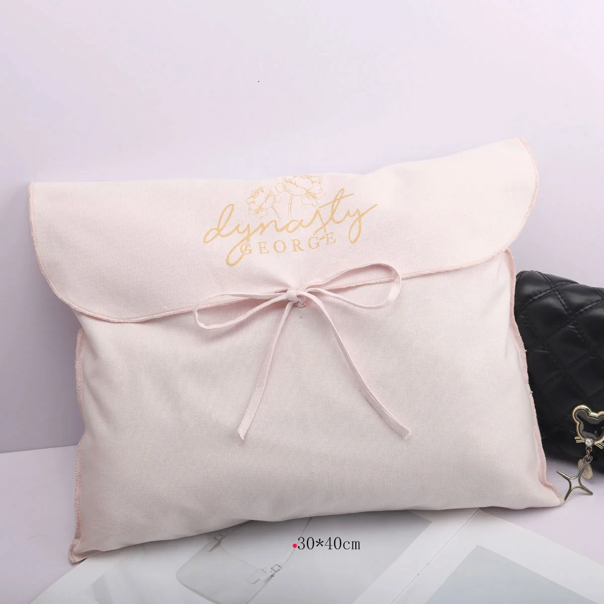 Hot Sale Pink Cotton Canvas Envelope Packing Dust Bag For Clothes Reusable Logo Printed Muslin Cotton Gift Pillow Dust Pouch