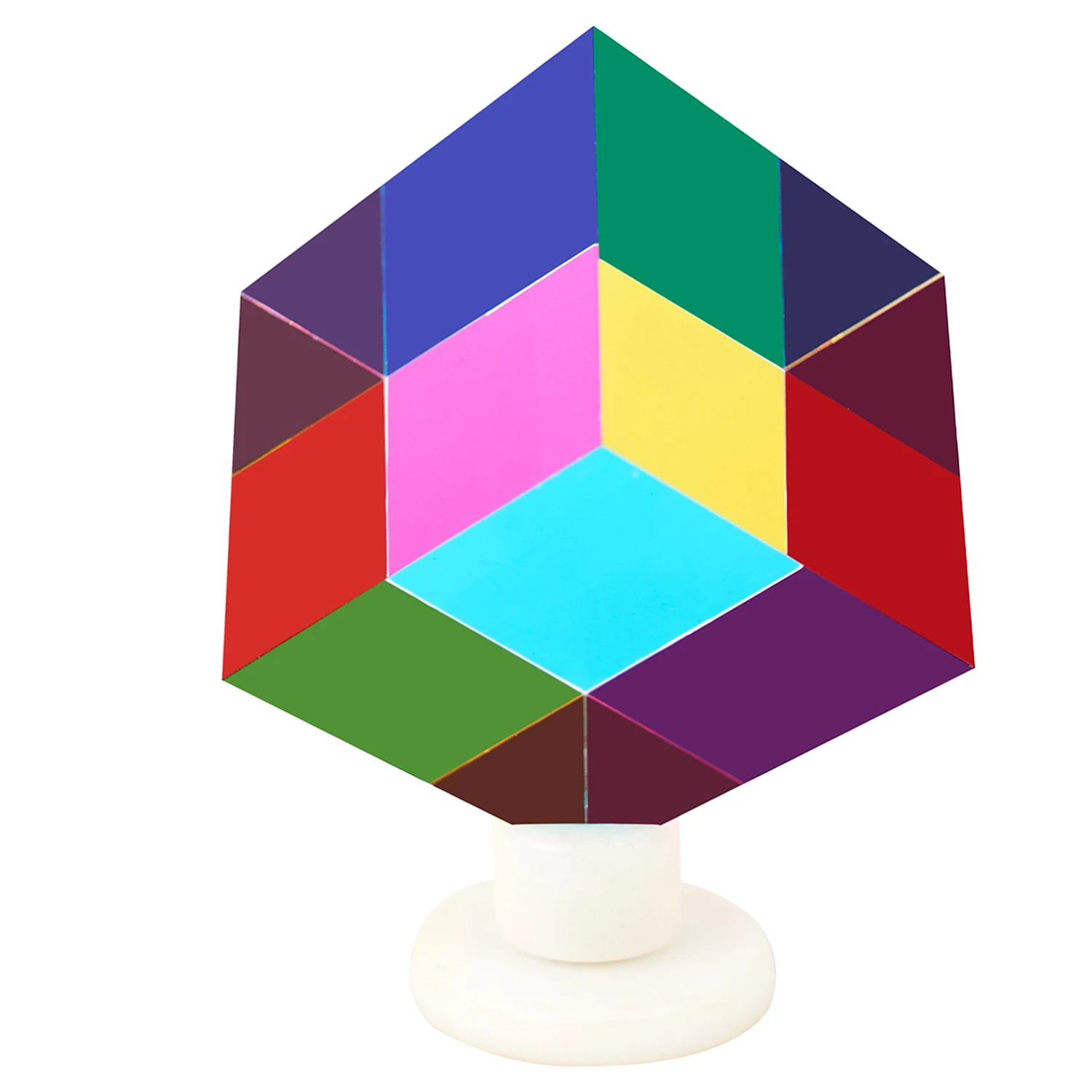ZhuoChiMall CMY Color Cube with Rotating Stand 2.0 inch (50 mm) Acrylic Prism CmyCube with Base, Office Desk Decoration Toys