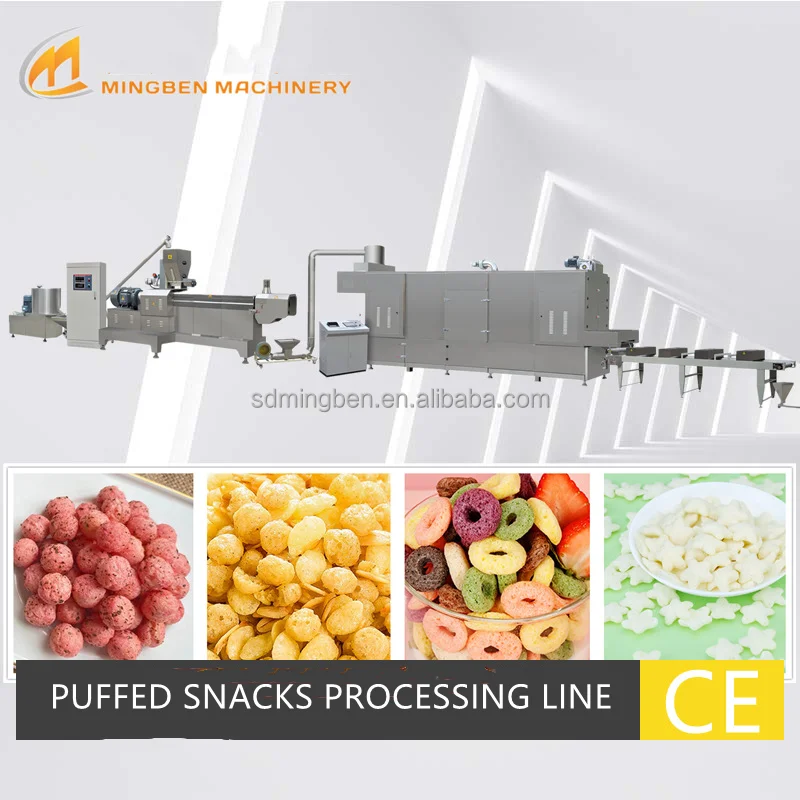 puffed snack food manufacturing machine extruder puffed corn snack food machine