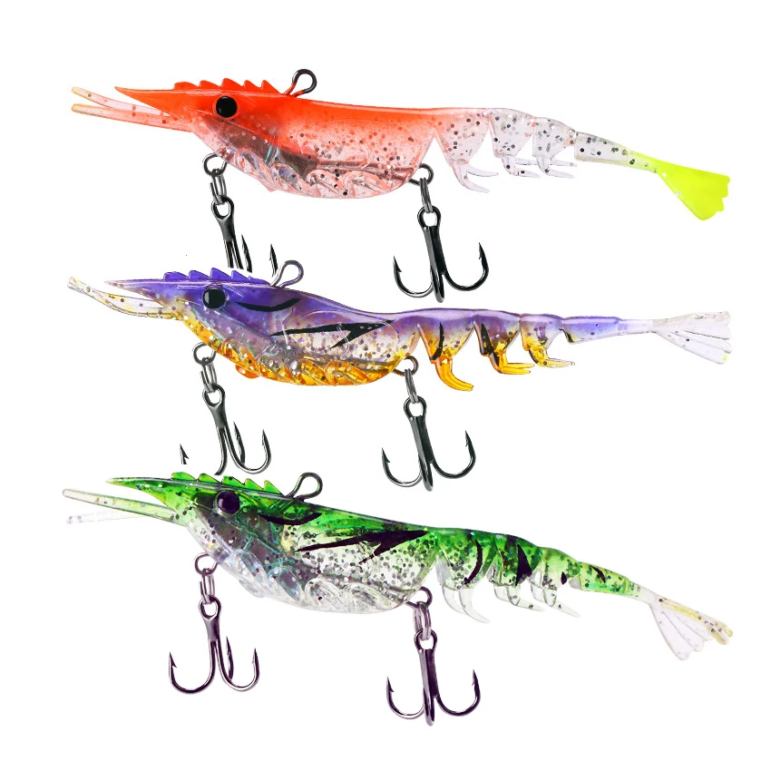 Wholesale 105mm 11g  PVC soft shrimp prawn fishing lure sinking Scampi fishing Swim baits