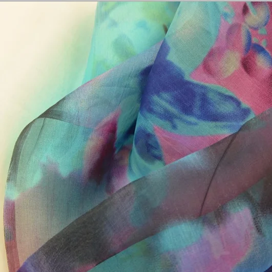 
nature romantic transparent big floral daisy print pure silk organza 