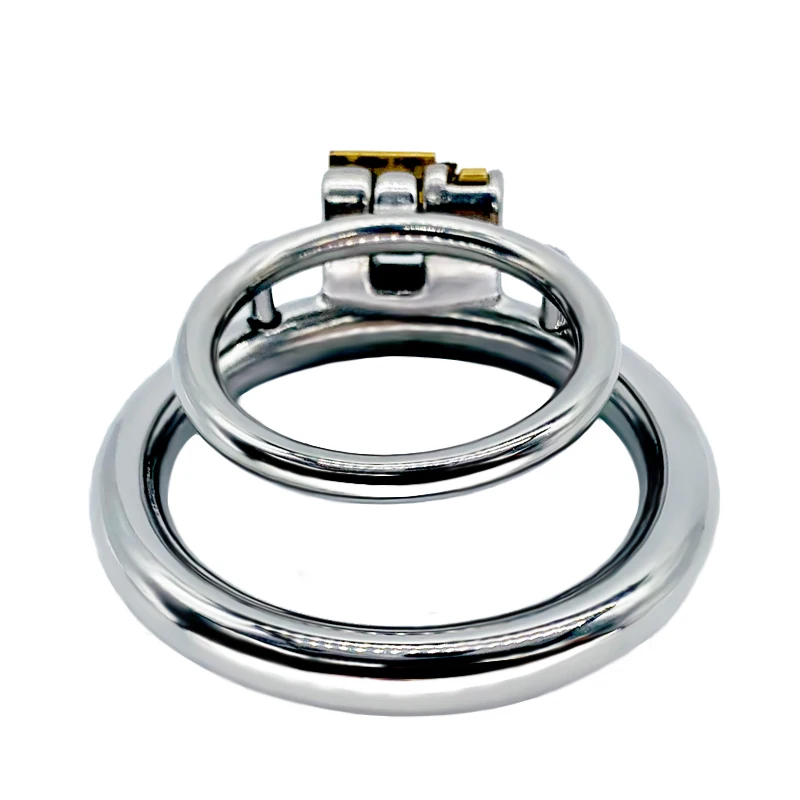 FRRK Double Penis Rings Cock Lock Male Chastity Cage Stainless Steel Bondage Device Restraint Sex Toys for Adults 18 Training