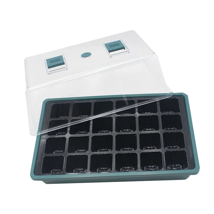 
24 Cells Plastic Nursery Pots Planting Seed Tray Kit Plant Germination Box with Dome and Base Garden Grow Box Gardening spirehus 