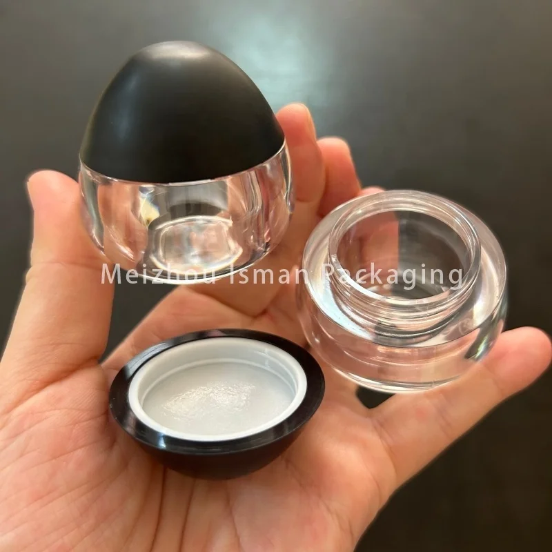 Empty cute matte black egg shape lip scrub jars lip gloss cosmetic body face cream jar sample packaging lip balm container 8g